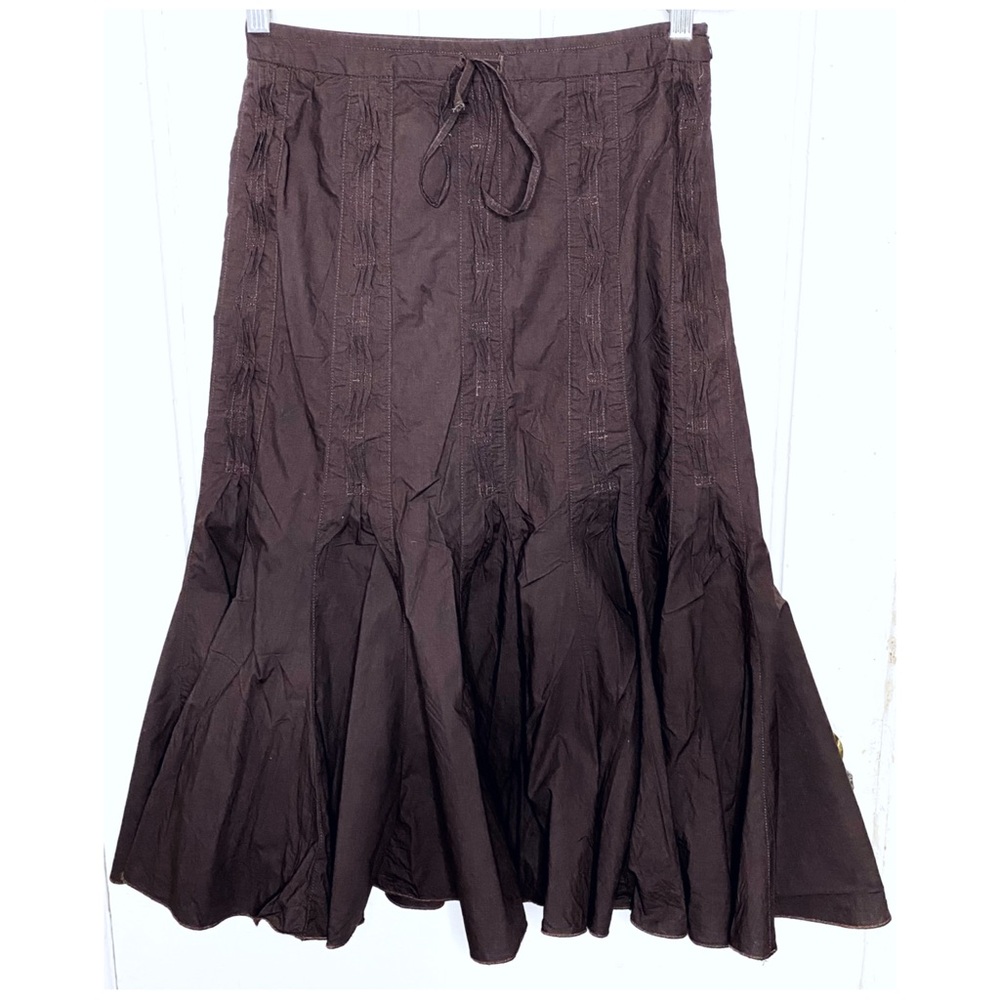 VINTAGE Gerard Darel : size S : boho Y2K chocolate brown 100% cotton maxi skirt